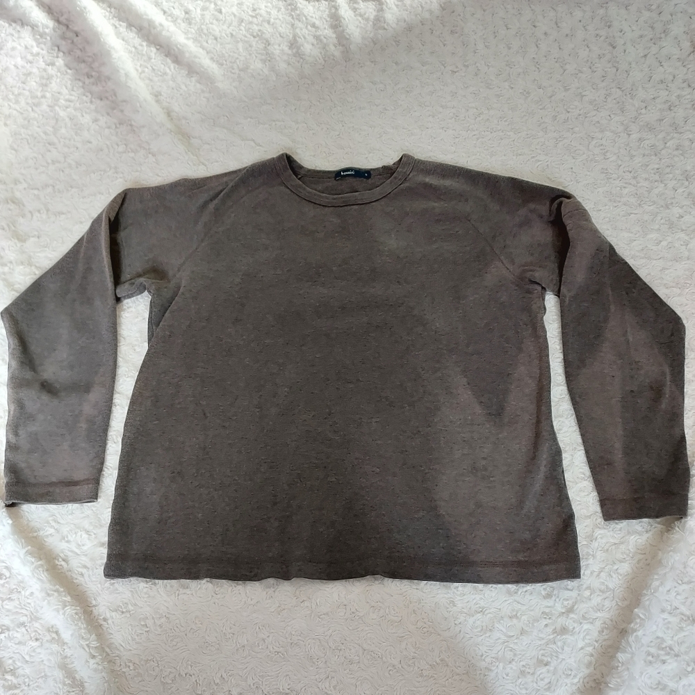 Bossini Essential Brown wool crew neck sweater - Large Fall Winter